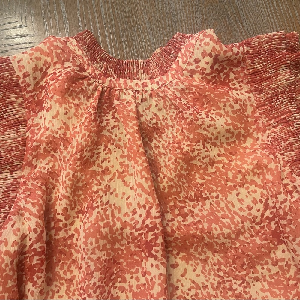 Express Orange Ruffle Blouse